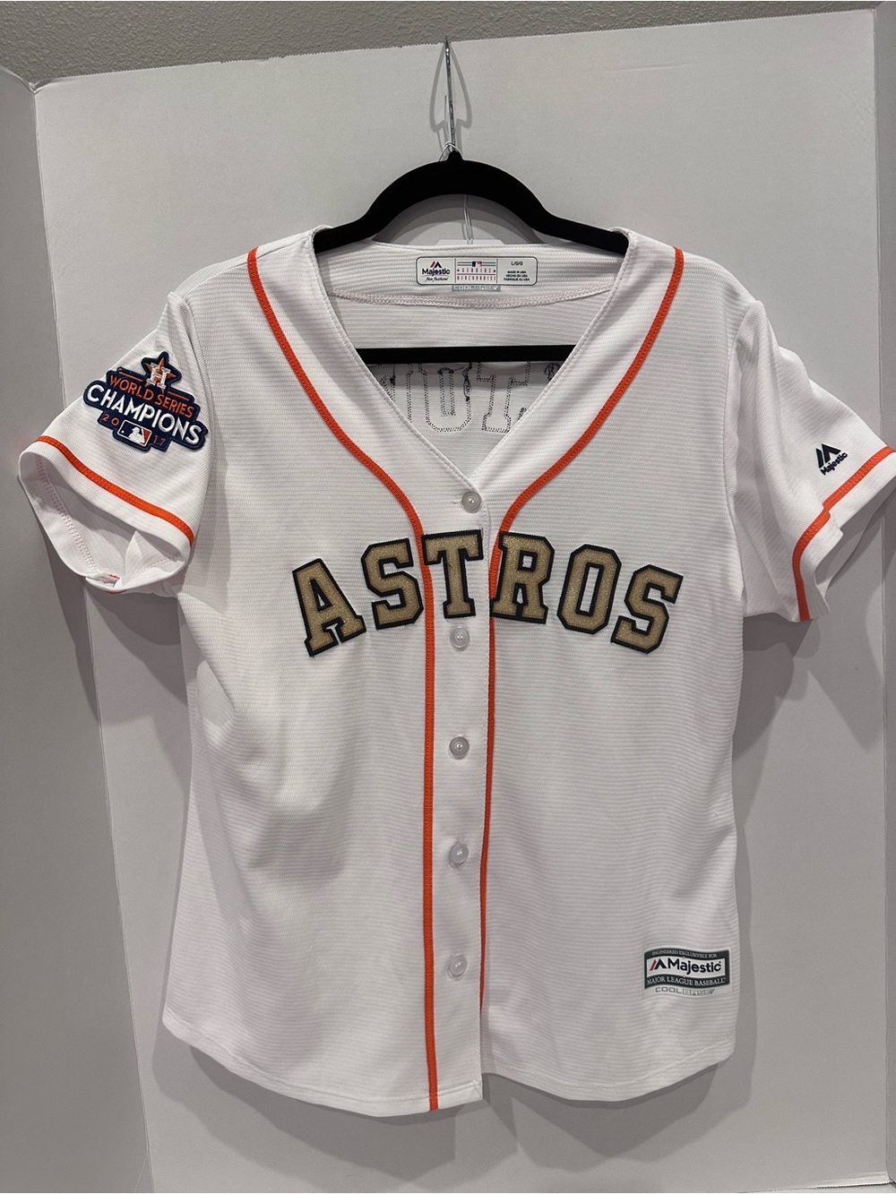 José Altuve #27 Astros Majestic 2018 Gold Program World Series Jersey L